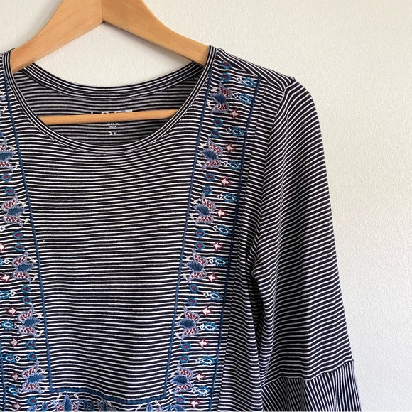LOFT Striped Embroidered Long Sleeve Top - Picture 4 of 8